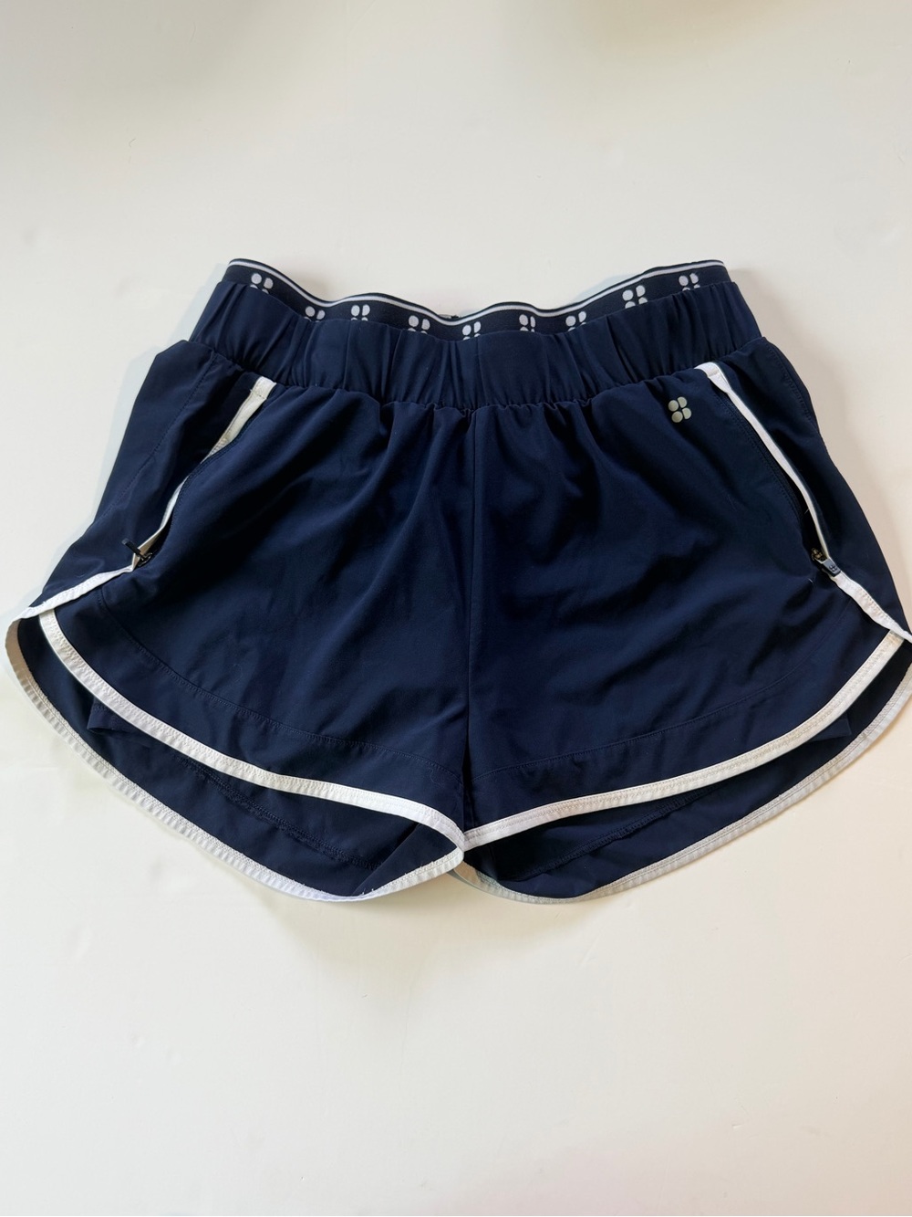 Sweaty Betty Navy Athletic Shorts with White Trim